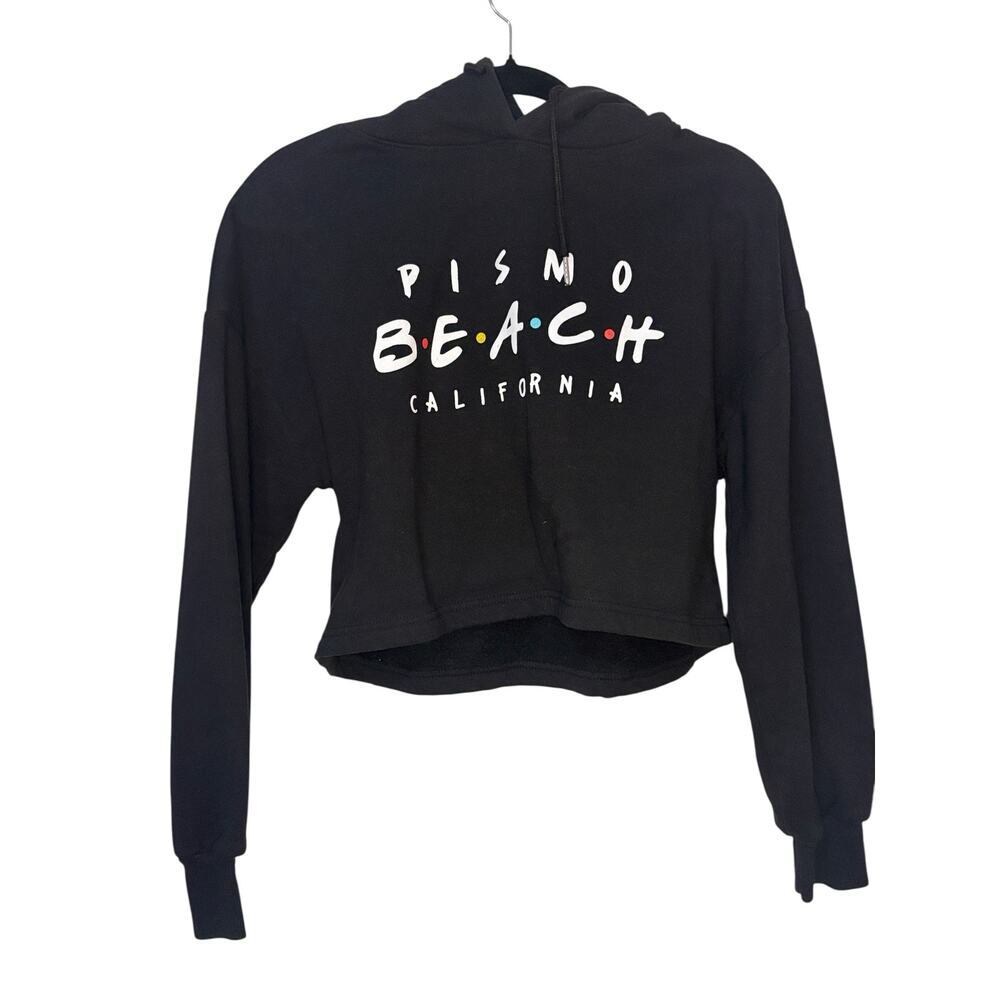 Black Cropped Pismo Beach‎ Hoodie Sweater